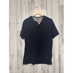 Weatherproof Men’s Henley T-Shirt Black Short Sleeve Button Neck Tee Size L